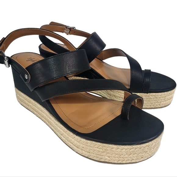 Style & Co Bettyy Wedge Sandals Black 10 - Picture 6 of 8